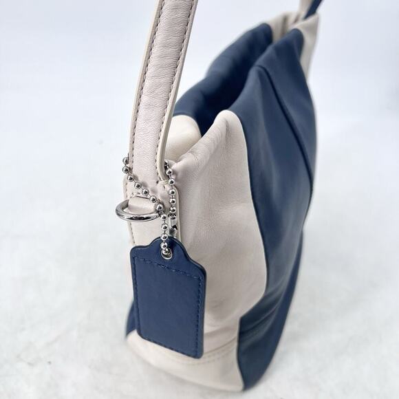 Coach Navy Blue / Ivory Leather Legacy Weekend Hobo Shoulder Bag Purse - Picture 6 of 14